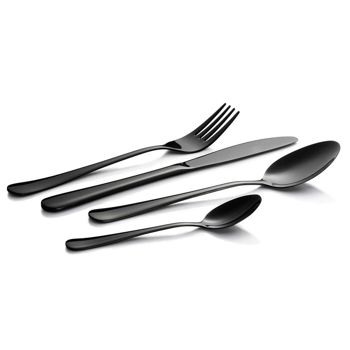 16pcs Stainless Steel Cutlery Set - Black | Crazy Sales