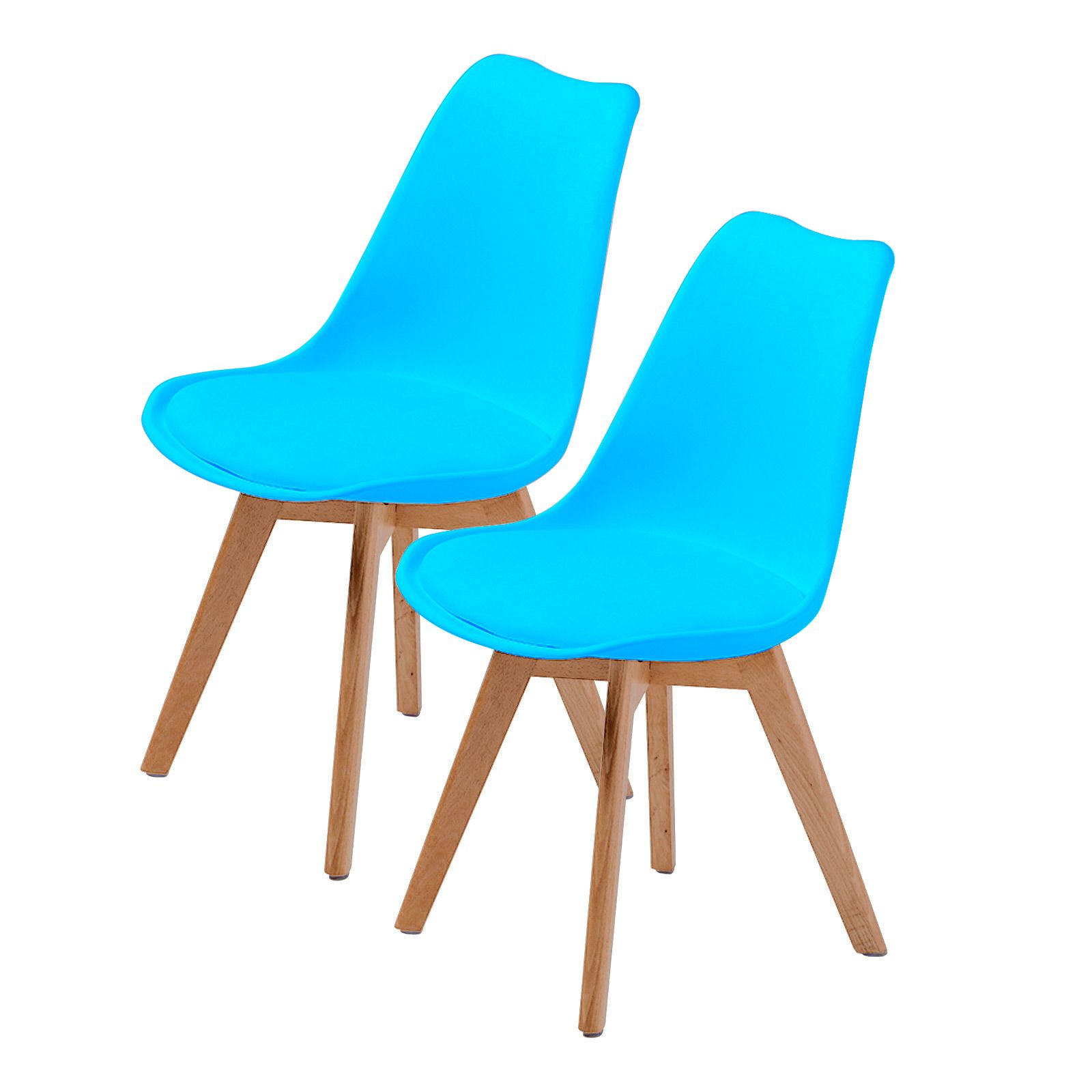 2X Retro Dining Cafe Chair Padded Seat BLUE