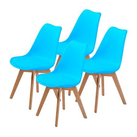 4X Retro Dining Cafe Chair Padded Seat BLUE
