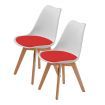 2X Retro Dining Cafe Chair Padded Seat WHITE/RED