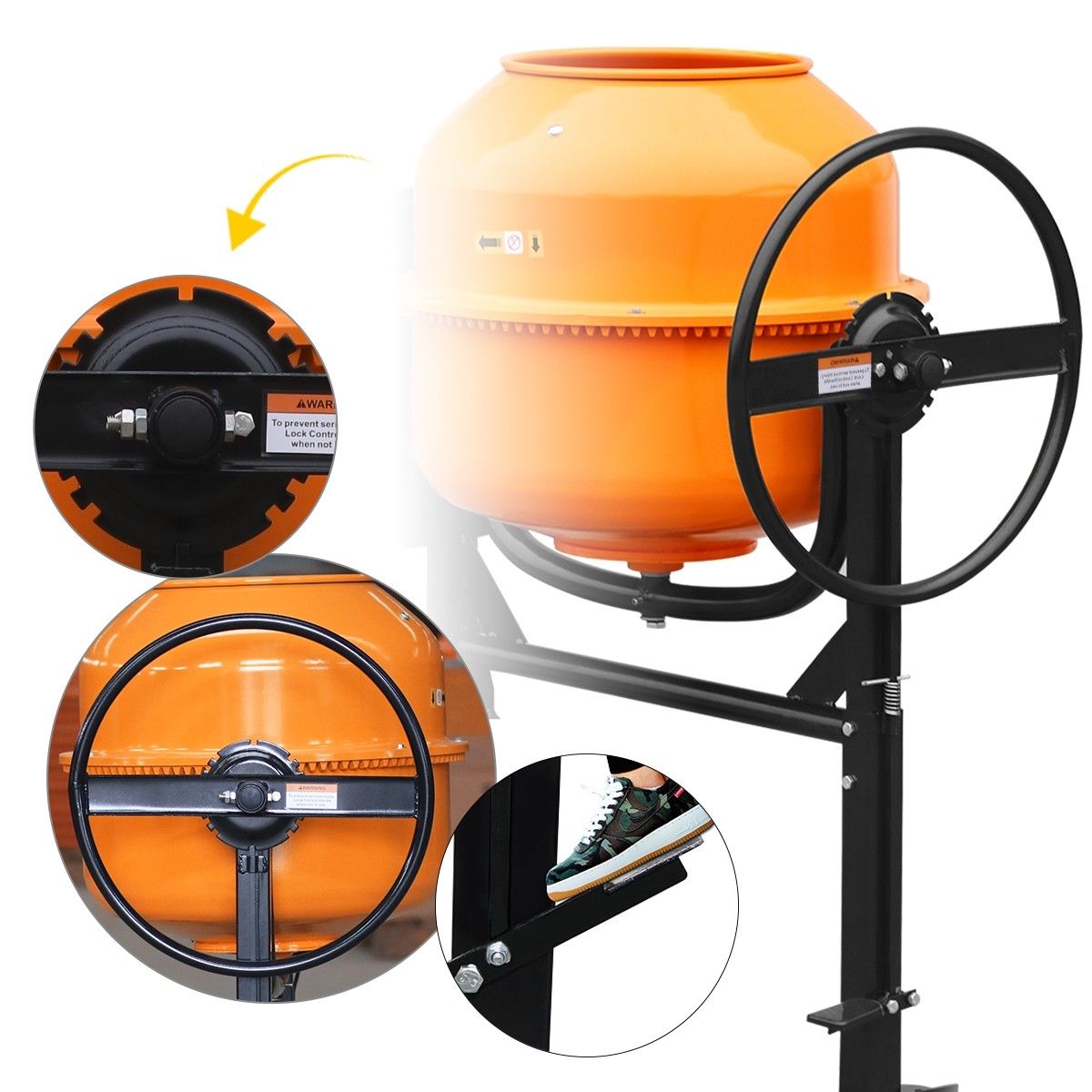 180L Portable Cement Mixer Electric Waterproof HeavyDuty Concrete Mixer w/Double Blades Crazy