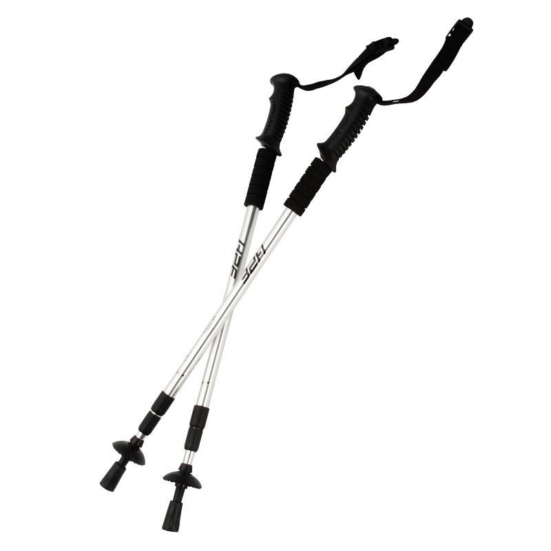 HPF Anti-Shock Adjustable Trekking Pole Hike Stick - Silver