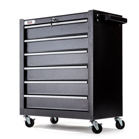 6 Drawer Tool Box Cabinet with Castors - Black