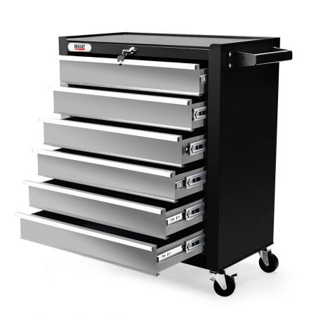 6 Drawer Tool Box Cabinet - Black/Silver