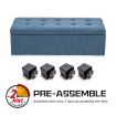 Storage Ottoman Stool 102cm Fabric NAVY GREY