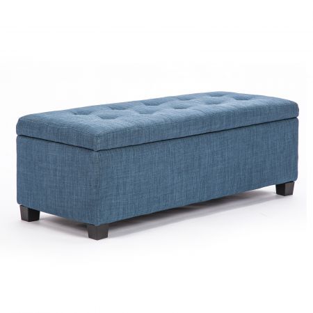 Storage Ottoman Stool 102cm Fabric NAVY GREY