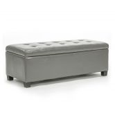 Storage Ottoman Stool 102cm Leather GREY