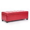 Storage Ottoman Stool 102cm Leather RED