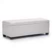 Storage Ottoman Stool 102cm Leather SNOW WHITE