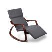 Artiss Rocking Armchair Bentwood Frame With Footrest Charcoal Afton