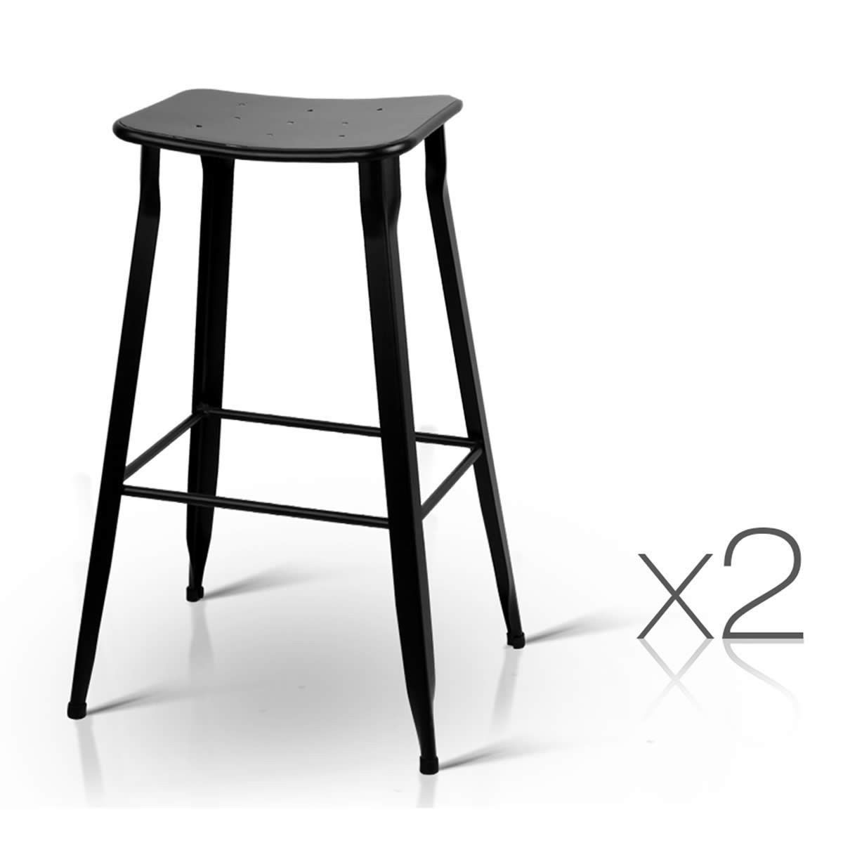 Set of 2 Industrial Bar Stools Black