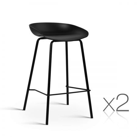 Set Of 2 Bar Stools With Pp Plastic Seat Black Crazy Sales