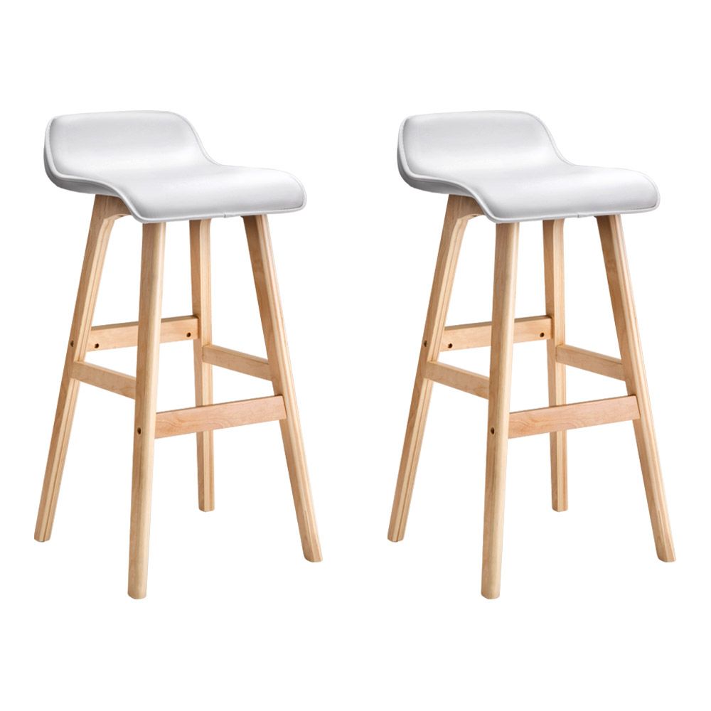 Artiss 2x Bar Stools Wooden Stool White