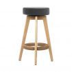 Artiss Set of 2 Bar Stools Wood Swivel Fabric - Grey