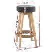 Artiss Set of 2 Bar Stools Wood Swivel Fabric - Grey