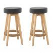 Artiss Set of 2 Bar Stools Wood Swivel Fabric - Grey