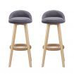 Artiss 2x Bar Stools Padded Linen Wooden Grey