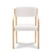 Set of 2 PU Leather Dining Chairs - White and Beige
