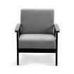 Fabric Dining Armchair with 14cm Thick Cushioned Seat - Black and Grey