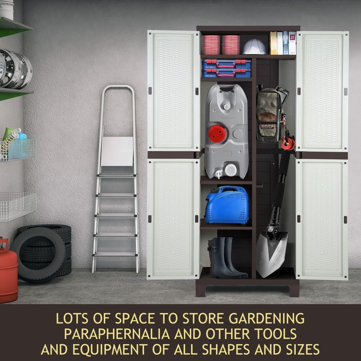 Shogun 173cm Lockable Outdoor Storage Cupboard Garage Carport