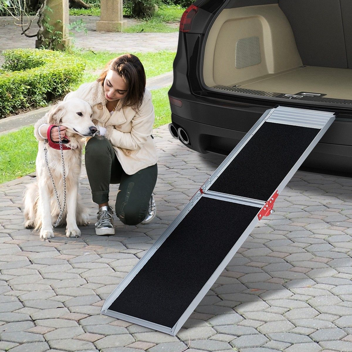 Petscene 184CM Dog Car Ramp Folding Portable Pet Doggy Steps Ladder for Truck Van SUV Crazy Sales