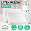 2 x Contour Natural Latex Foam Pillow w/ Plush Velour Cotton Zip Cover
