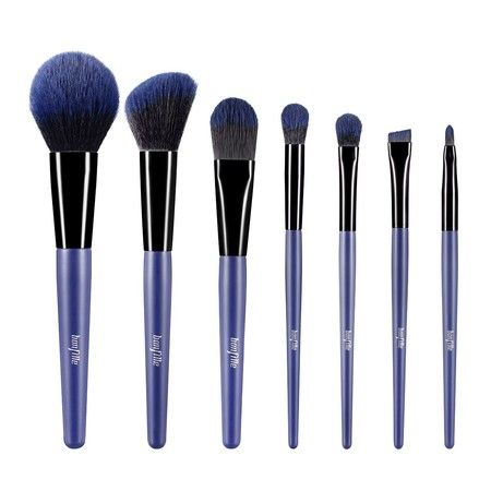 7 Pcs Makeup Brushes Kit Cosmetic Eye Shadow Lip Liner Blending Beauty Set - Blue
