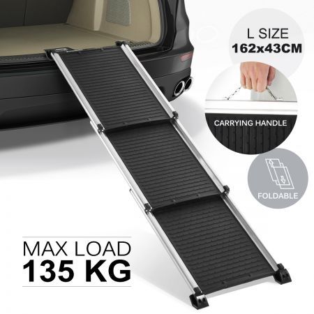 Deluxe Dog Car Ramp Doggy Stairs Puppy Steps Pet Climbing Ladder for Truck Van SUVs Telescoping Portable Aluminum