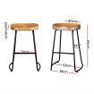 Artiss 2x Bar Stools Tractor Seat 65cm Wooden