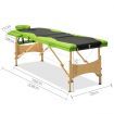 Zenses Massage Table 70cm 3 Fold Wooden Portable Beauty Therapy Bed Waxing Green