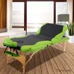 Zenses Massage Table 70cm 3 Fold Wooden Portable Beauty Therapy Bed Waxing Green