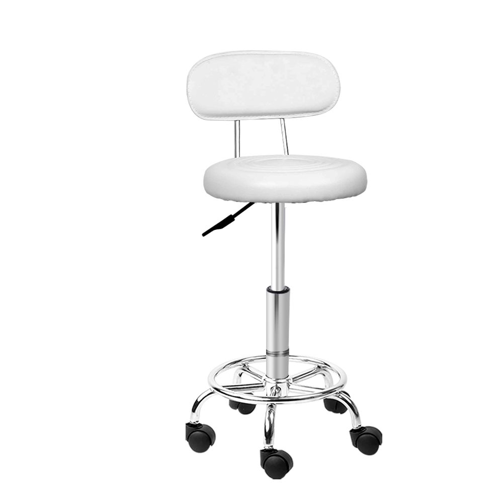 PU Leather 360 degree Swivel Salon Stool - White