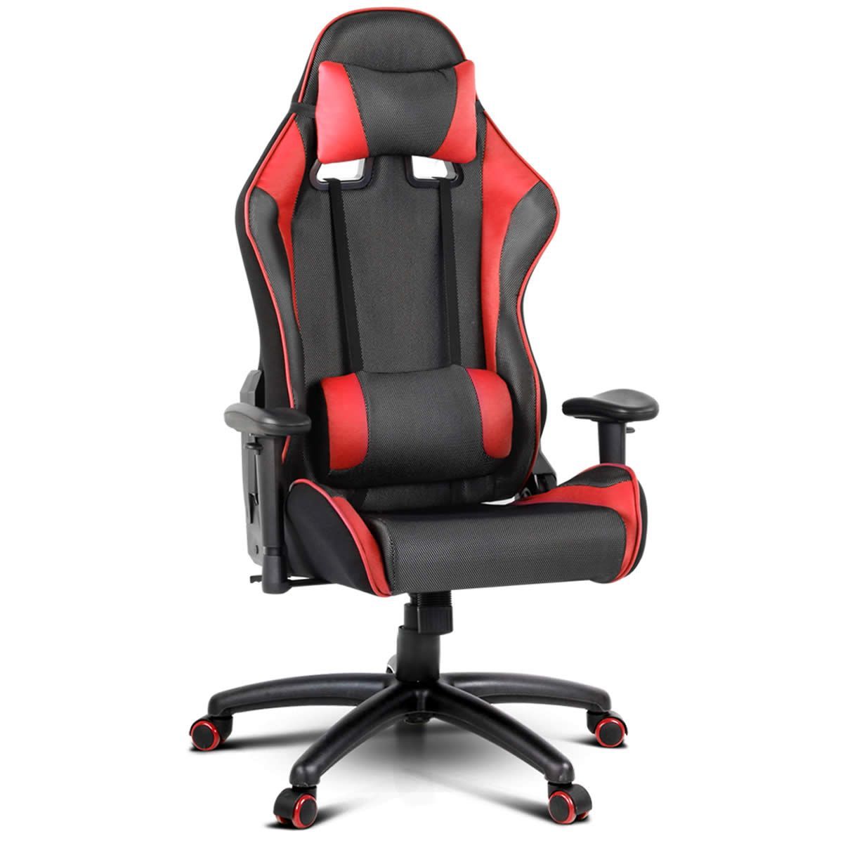 PU Leather & Mesh Reclining Office Desk Gaming Executive Chair - Red