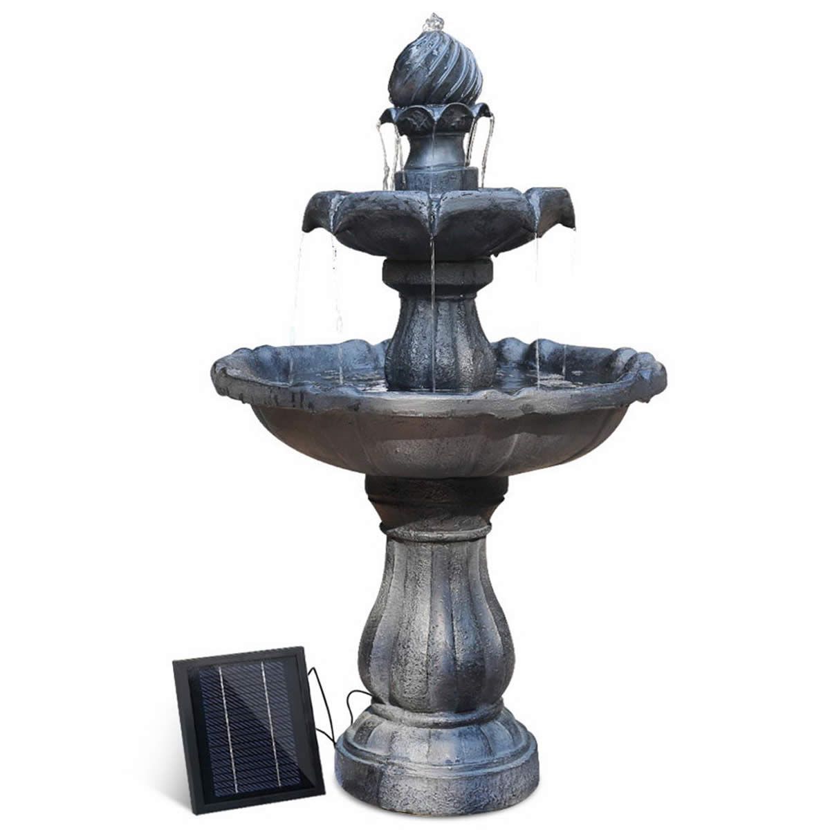 Gardeon Solar Water Feature 3 Tiers Black 93cm