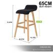 2X Oak Wood Bar Stool Dining Chair Fabric SOPHIA 65cm BLACK