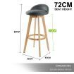 2X Oak Wood Bar Stool Dining Chair Fabric LEILA 72cm GREY