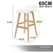 2X Oak Wood Bar Stool Dining Chair Leather SOPHIA 65cm WHITE