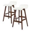 2X Oak Wood Bar Stool Dining Chair Leather SOPHIA 65cm WHITE BROWN