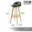 2X Oak Wood Bar Stool Dining Chair Leather LEILA 72cm BLACK