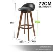 2X Oak Wood Bar Stool Dining Chair Leather LEILA 72cm BLACK BROWN