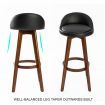 2X Oak Wood Bar Stool Dining Chair Leather LEILA 72cm BLACK BROWN