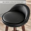 2X Oak Wood Bar Stool Dining Chair Leather LEILA 72cm BLACK BROWN