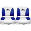 Set of 2 Swivel Folding Boat Seats - White Blue