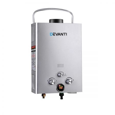Devanti Outdoor Gas Water Heater - Silver
