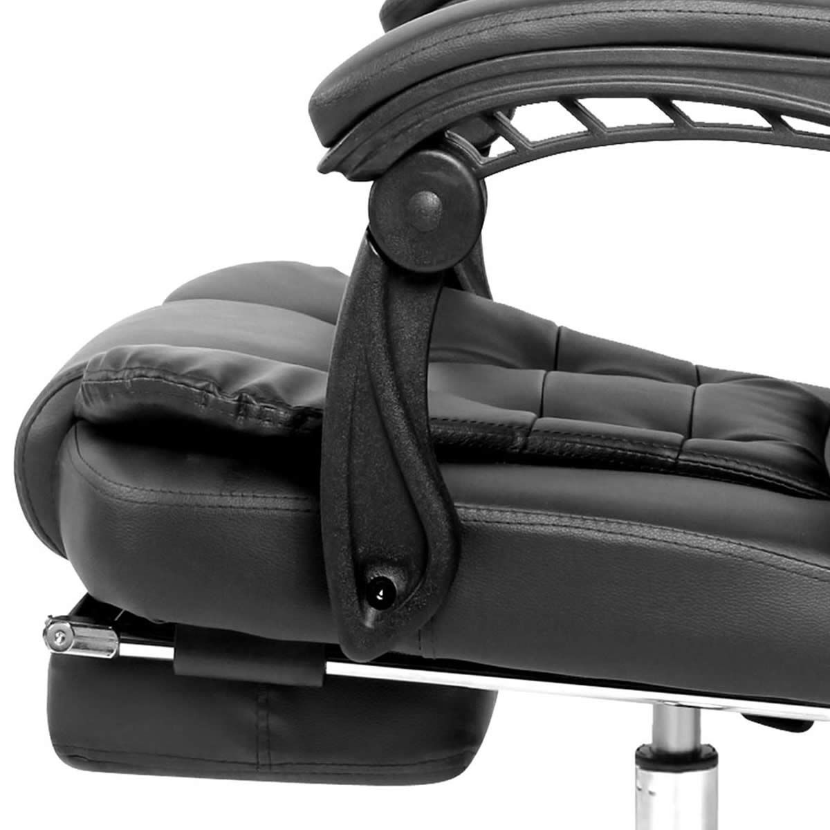 PU Leather Office Chair with Foot Rest Black Crazy Sales