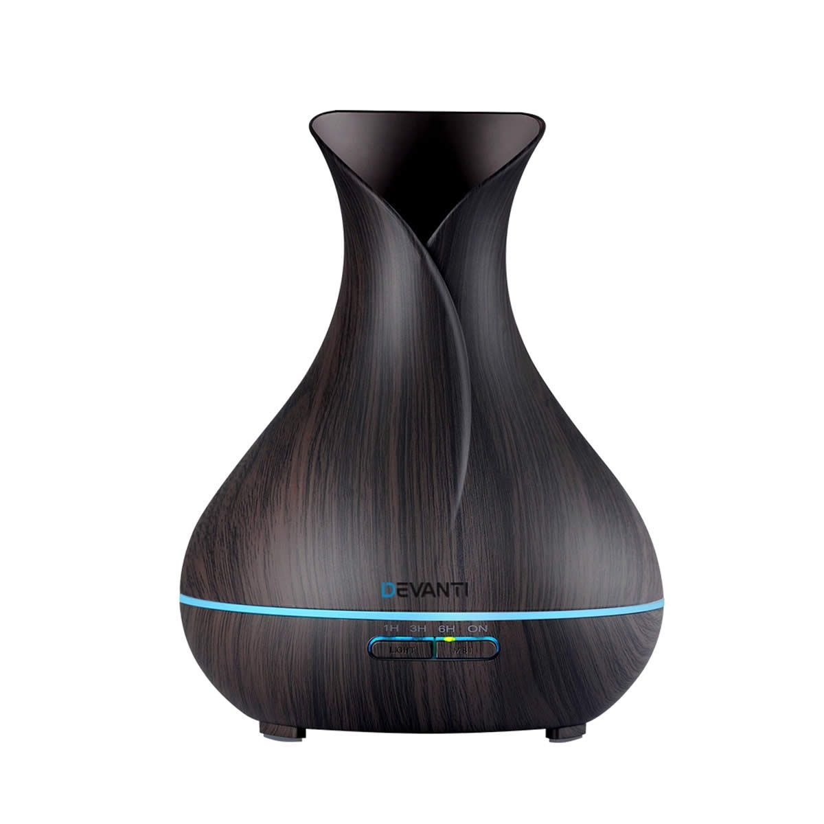 400ml 4-in-1 Aroma Diffuser with Remote Control - Dark Wood