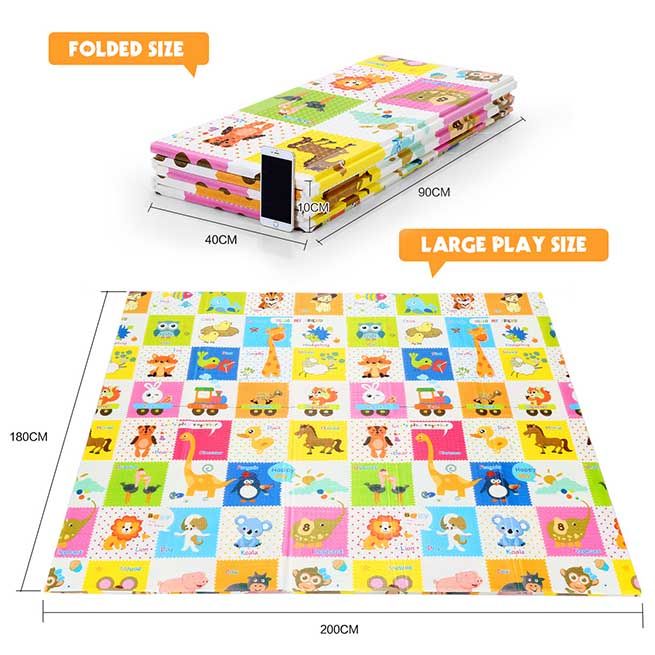 180cm x 200cm Colorful Baby Kid Play Mat w/Alphabet Animal Texture ...