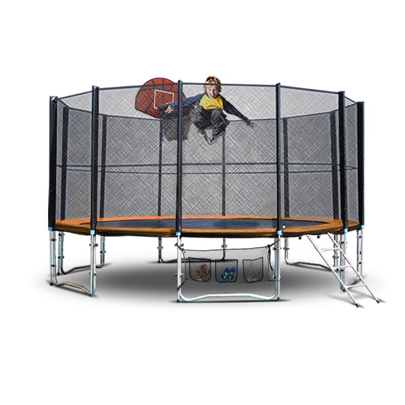 16ft Round Spring Trampoline Basketball Set
