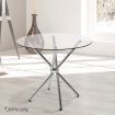 Artiss Round Dining Table 4 Seater 90cm Tempered Glass Clear Chrome Steel Legs Cross Cafe Kitchen Tables