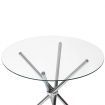 Artiss Round Dining Table 4 Seater 90cm Tempered Glass Clear Chrome Steel Legs Cross Cafe Kitchen Tables